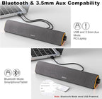 SOULION R50 Bluetooth Computer Speakers, 3.5mm PC Sound Bar for Desktop Monitor, Wired USB Powered & Colorful LED Lights with Switch Button, Surround Sound Soundbar PC Spearkers for Computer