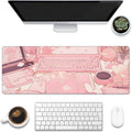 Large Gaming Mouse Pad for Desk,Pink Kawaii Anime Girl Desk Desk Mat,Kawaii Anime Desktop Desk Pad,Extended Big Computer Keyboard Mouse Pad with Non-Slip Base and Stitched Edge,31.5"x11.8"