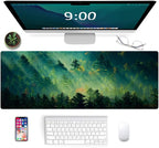 Galdas Mouse Pad,Office Desk Mat Large Gaming Keyboard Pad Durable Stitched Edges Washable Smooth Surface Control & Accuracy Extended Computer Mouse Mat (31.5X11.8In)-Green Forest…