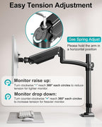 Dual Monitor Stand for Desk, Taller Monitor Arms for 2 Screens up to 32 inch, Ergonomic Adjustable Gas Spring Double Computer Monitor Mount, Holds 4.4-22lbs, VESA 75/100mm, Black, Freelift