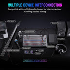 Professional DJ Audio Mixer,NEW BAXS 16 Channel DJ Bluetooth Controller Sound Mixer,USB Interface,16 XLR Mic/Line Input,AUX,FX Processor MP3 Player,+48V Phantom For Karaoke Studio Streaming Recording