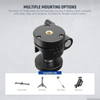 NEEWER Basic Mini Ball Head, Portable Tripod Head Camera Mount Adapter with 1/4" Screw for Compact DSLR Action Cam Phone LED Ring Light Monopod Slider, 4.4lb Max Load, 360° Swivel & 90° Tilt, GM01