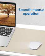 AFIING Leather Desk Pad Protector, Mouse Pad, Office Desk Mat, Non-Slip PU Leather Desk Blotter, Large Desk Mat, Waterproof Keyboard Mat for Office/Home/Decor (Beige, 55" x 17")