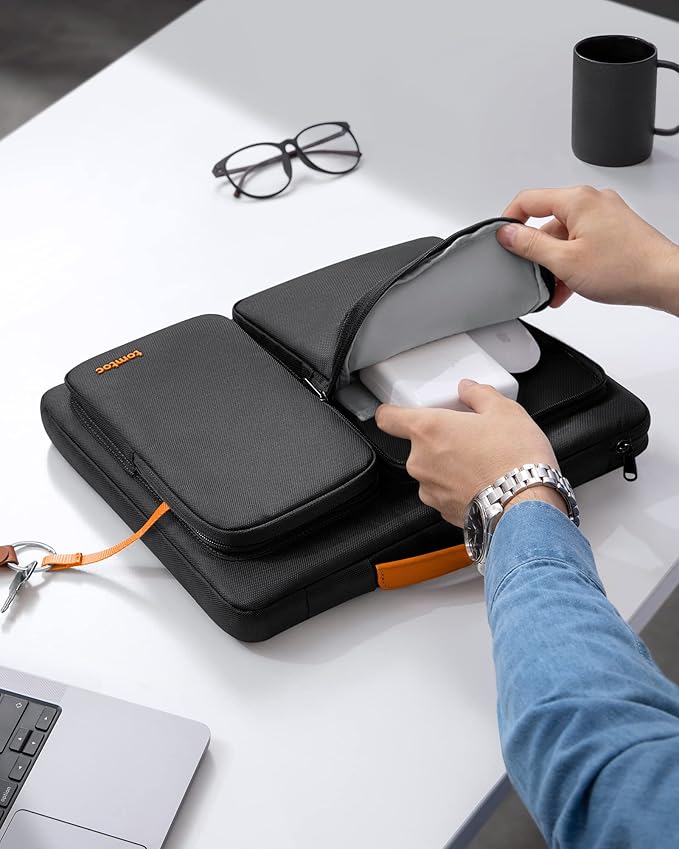 tomtoc 360 Protective Laptop Sleeve for 14-inch MacBook Pro M3/M2/M1 Pro/Max A2918 A2992 A2779 A2442 2023-2021, 13.5-14.4 Inch Surface Laptop 6/5/Studio 2/1, Water-Resistant Carrying Case