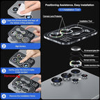WSKEN for Samsung Galaxy S25 Ultra Camera Lens Protector - Ultra Thin Case Friendly, 9H Shatterproof Tempered Glass with Aluminum Metal Circle Camera Screen Protector Cover Accessories, Glitter Color
