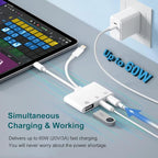 USB-C & Lightning to 3.5mm Headphone Adapter, 3-in-1 USB OTG Camera Adapter & Aux Headphone Splitter, Supports Charging/Audio/Data Transfer for iPhone 16/15/14/13/12, Samsung Galaxy S25/24, Laptops