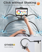SAIJI iPad Stand, Adjustable Ergonomic Tablet Holder for Bed, Kindle Stand for Reading in Bed Fit for Tablet, Phone, Kindle, Portable Monitor, Switch and More 4.7"-17.3" Devices (Black)