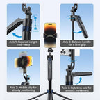 TELESIN 63" Smart Auto-Face Tracking Tripod with 360° Rotation, Remote & Gesture Control, No APP Needed, Compatible with Smartphone/Action Camera, Selfie Stick Tripod Stand for Video Live Streaming