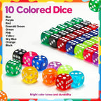 100 Pieces Colored Dice Set, Standard Bulk Colors Dices, Classroom Dice, Translucent 6 Sided Games Dice for Board Games, Parties, Classroom Math Games