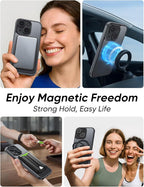 MAGIC JOHN 360° Rotatable Magnetic Invisible Stand for iPhone 14/iPhone 13 Case [Anti-Slip Grip] [Compatible with MagSafe] 16FT Shockof for iPhone 14/13 Case with Kickstand, Black