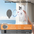 Magnetic Suction Cup Mount for MagSafe Case, Silicone Hands-Free Grip Holder for iPhone and Android, Mirror Shower Phone Stand for Makeup FaceTime Gym Kitchen Bathroom, Gray