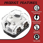 2 Way Power Distribution Block 1x 0 GA in 2X 0 GA Out Circuit Protector Distribution Connecting Blocks for Car Audio Splitter,1Pc with Installation Kit
