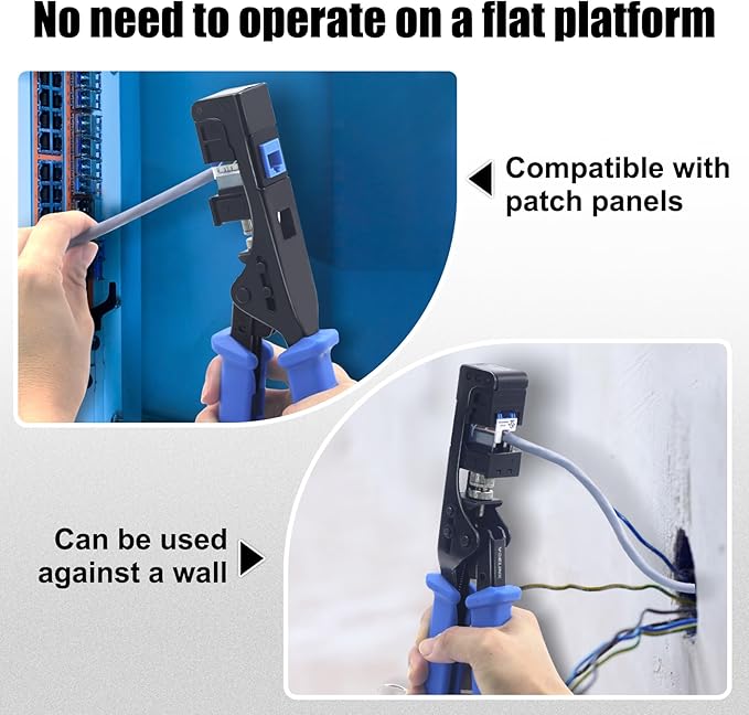 VCELINK Speed Termination Tool for VCE 90-Degree Keystone Jacks Punch Down Network Tool Kit with 20-Pack CAT6 Keystone Jacks UL-Listed Black, 25-Pack RJ45 Connectors, and 1-Pack Mini Wire Stripper