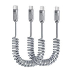 Coiled USB C to USB C Cable 2Pack 3FT Braided Retractable Fast Charging Cable for Car, Compatible with iPhone 16/15 Pro Max/Galaxy S24/S23/S22, Supports Car Play & Android Auto-Grey