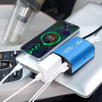 150W Car Power Inverter DC 12V to 110V AC Car Plug Outlet Adapter with PD 25W USB C & QC3.0 Car Laptop Charger-Blue