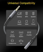 BlueRigger Headphone Extension Cable (35FT, 24K Gold Plated Jack, Hi-Fi Sound, 3.5mm Male to Female Stereo Audio Cable) – Aux Cord for iPod, Laptops, Smartphones, Speakers, Tablets, Home Car Stereo