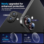X-it 2 Pack Camera Lens Protector, Shatterproof Anti-Scratch Ultra HD Mechanical Gear Camera Protector, Anti-Glare 9H Tempered Glass Lens Protector for iPhone 16/iPhone 16 Plus, Case Friendly,BlackRed