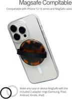 Heesch Magnetic Ring for Phone Case Loopy Brown Phone Grip Strap Holder for Back of Phone Finger Loop Grip for Hand Tortoise Shell Magsafe Grip for iPhone 16 Pro Max/15/14/13/12 Series Mag Safe Case