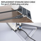 33FT Replacement Cable for Starlink Gen 3 and Starlink Mini, Replacement Starlink Rectangular Satellite Gen 3 Waterproof Outdoor Cable