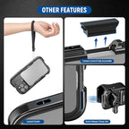 NEEWER 16 Pro Max Cage, Quick Release Video Rig Phone Stabilizer Compatible with iPhone 16 Pro Max with 67mm Filter Adapter, 17mm Lens Backplate, T Mount Lens Adapter Compatible with Moment, PA074