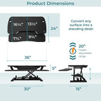 VERSADESK PowerPro™ 36 Inch Electric Standing Desk Converter, Height Adjustable Sit to Stand Up Desk Riser, Laptop and Dual Monitor Desktop Workstation with Wide Keyboard Tray and USB Port, Black