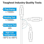 AGVEE 6.6ft Mini USB Cable, Braided Durable USB-A to Mini-B Charger Charging Cord for TI-84, Garmin GPS, Go-Pro Hero 4 3 2 HD, PS3 Controller, Canon Camera, Blue Yeti Microphone, Black