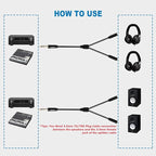 HOSONGIN 1/4 inch TRS to Dual 3.5mm Female Y Cable, 1.5ft, Black Copper Wire & Gold Plated Connectors, Compatible with Headphones