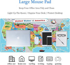RTGGSEL 31.5x11.8 Inch Non-Slip Long Extended Large Gaming Mouse Pad with Stitched Edges XL Laptops Keyboard Mouse Mat(American Map)