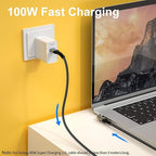 Fasgear USB C to USB C 3.1 Gen 2 Cable 10ft, 10Gbps 100W(20V/5A) Power Delivery with E-Marker Chip 10Gbps Data Sync 4K@60Hz Video Output Compatible for Type-C Devices,Quest Link,MacBook (Black)