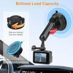 Camera Suction Cup Mount Kits-360°Ball Head Magic Arm,Double-Layer Suction Cup Mount for Action Cameras, GoPr0 Hero 13/12, DJI Osmo X4/X3,Mount on Car Windshield,Dashboard-Video Shooting,JC019