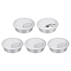 uxcell 5 Pcs 53mm (2.09 Inch) Desk Grommet, Plastic Cable Hole Cover, Wire Cord Cable Organizer for Home Office Computer Desk Cabinet, Silver
