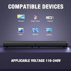 Sound Bar, 100W Sound Bar for Smart TV, Bluetooth 5.3 Soundbar, 2 in 1 Detachable Home Speaker Bass Effect, Home Theater Surround Sound, ARC/Optical/AUX/USB Connections, for TV/PC/Projectors