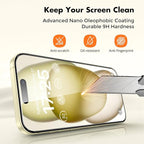 UNBREAKcable 2-Pack Screen Protector for iPhone 16, Double Shatterproof Tempered Glass [Easy Installation Frame] [9H Hardness] [99.99% HD Clear] [Case Friendly] for iPhone 6.1 inch