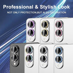 for Samsung Galaxy S25 Edge Camera Lens Protector, Individual Metal Ring Tempered Glass Lens Cover, [Strong Adsorption] Scratch Resistant Ultra-Thin HD Clear Lens Cover, 1 Set-Colorful Sparkly
