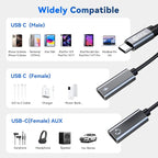 USB C Splitter,1 in 2 Out Dual USB C Type Headphone and Charger Audio Adapter,Hi-Fi Sound Quality Type C Headphone Adapter and Charging Dongle Cable Compatible with Phone 16/15 Pro Max(USB-USB,2Pack)