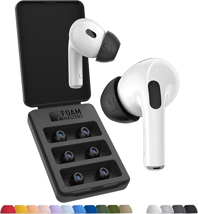Foam Masters Ultra-Premium Memory Foam Ear Tips for AirPods Pro 1st & 2nd Gen | 3 Pairs | Black Magic Ver 6.0 | Secure | Comfort | Better Noise Cancel | Replacement Buds – Black, Small