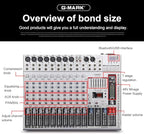 G-MARK GMX1200 DJ Mixer 12 Channel Professional Audio Mixer USB Mixing Console Music Studio 8 Mono 4 Stereo 7 Band EQ 16 Effect Podcast Streaming Audio Interface