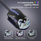 HITIME XVX Wired Gaming Mouse, 12000 DPI RGB Mouse with 12 Backlit Modes & 7 Macro Buttons, PC Gaming Mice Support DIY Keybinding, Gamer Computer Mice for Laptop PC Mac Windows, Kanagawa