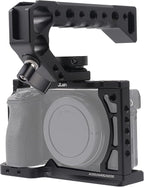 Hersmay A6500/A6400/A6300 Camera Cage Video Stabilizer with Top Handle for Sony A6500 A6400 A6300 A6000 A6100 Cameas DSLR Rig with Cold Shoe,Handle Locating Holes,Multiple 1/4" 3/8" Screw Holes