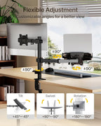 monTEK Monitor Mount and Laptop Stand for Desk, Adjustable Height Monitor Arm Fit up to 32 inch Screen and 17 inch Laptop, Hold up to 22lbs Weight, C-Clamp and Grommet