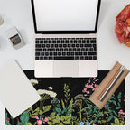 Large Gaming Mouse Pad for Desk,Wildflowers Night Desk Mat,Wild Floral Flower Desk Pad,Extended Big Computer Keyboard Mouse Pad with Non-Slip Base and Stitched Edge,35.4"x15.7"
