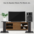 MECCANIXITY Wood Speaker Stands, 2 Pack 5.9 Inch (15cm) Universal Speaker Stand Hollowed Bases Enhanced Audio Listening for Home Theaters Cinema