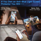 Uyiton Anti-Blue Light for iPhone 15 Plus Screen Protector - Unbreak-Glass Easy to Install Full Coverage Case Friendly Scratch Resistance 9H Tempered Glass Screen Protector for iPhone 15 Plus, 2 Pack