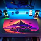 Purple Cyberpunk Fantasy Gaming Mouse Pad - XL Extended Sci-Fi Neon City Design Desk Mat for Computers, Office & Gaming (31.5" x 15.7")