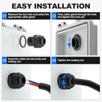 Joinfworld 72pcs Cable Glands Kit Waterproof Strain Relief Cord Connector Grip Weatherproof Cable Pass Through PG7 1/4" 1/2" 3/4" 1" NPT Wire Grommet