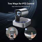 Tenveo 4K PTZ Conference Room Camera System Audio and Video Conferencing 12X Optical Zoom HDMI PTZ Camera and Bluetooth Speakerphone with 2 Expansion Mics Bundle Wide Angle for Large Remote Meetings