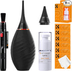 K&F CONCEPT 10-in-1 Camera Lens Cleaning Kit for DSLR Camera Lens Filter Cell Phones with Advanced Silicone Air Blower*1+Short Nozzle*1+Long Nozzle*1+Cleaning Cloth*6+Cleaning Pen*1+15ML Cleaner*1