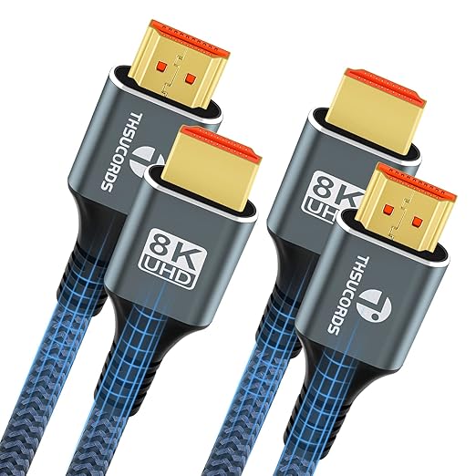8K 4K HDMI Cable 1.6FT, High Speed Braided HDMI to HDMI 2.1 Cord Supports 8K@60Hz, 4K@120Hz 144Hz 48Gbps Compatible with Roku TV/PS5/HDTV/Blu-ray