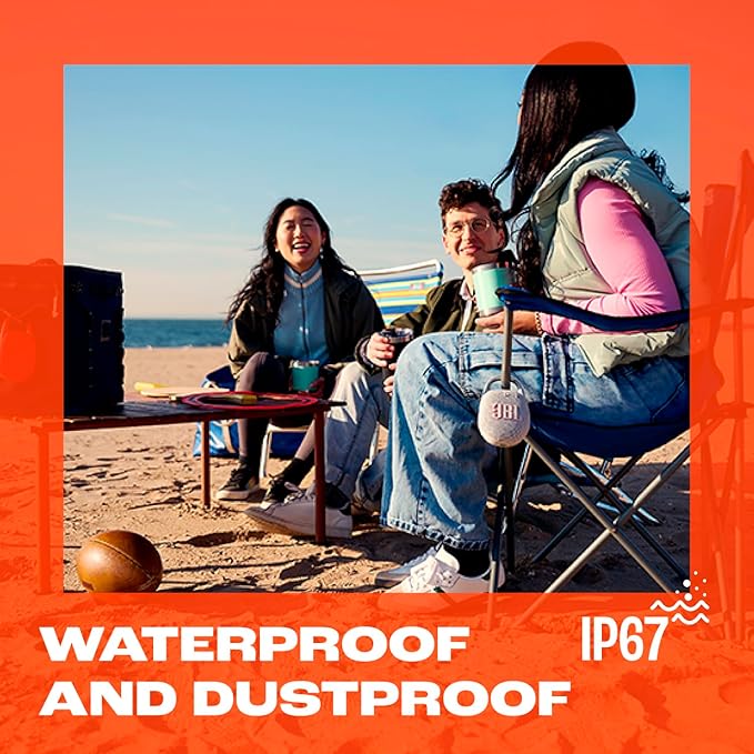 JBL Clip 5 - Ultra-Portable, Waterproof & Dustproof Bluetooth Speaker, Big Pro Sound with Punchy bass, Integrated Carabiner, Up to 12 Hours of Play, Made in Part with Recycled Materials (White)