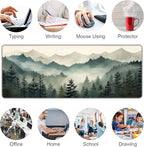 Misty Forest Large Mouse Pad,Gaming Keyboard Desk Pad,Extended Mouse Mat Non-Slip Rubber Base with Stitched Edges for Office Game Home XL 31.5"x11.8"